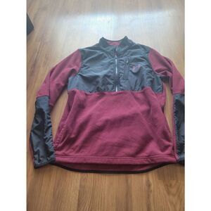 Under Armour Fleece Pullover Jacket Mens Medium Red Black 1/4 Zip Pockets Unisex